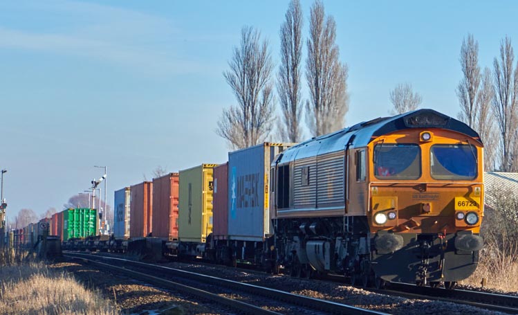 GBRf class 66723 at Whittlesea station on 14th January 2022