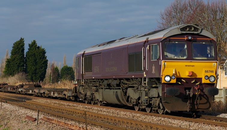 GBRf class 66746 on the 16th January 2022 at Whittlesea Ramsey Road crossing.