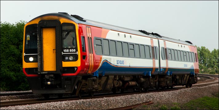 East Midland Trains class 158 858 at Whittlesea 