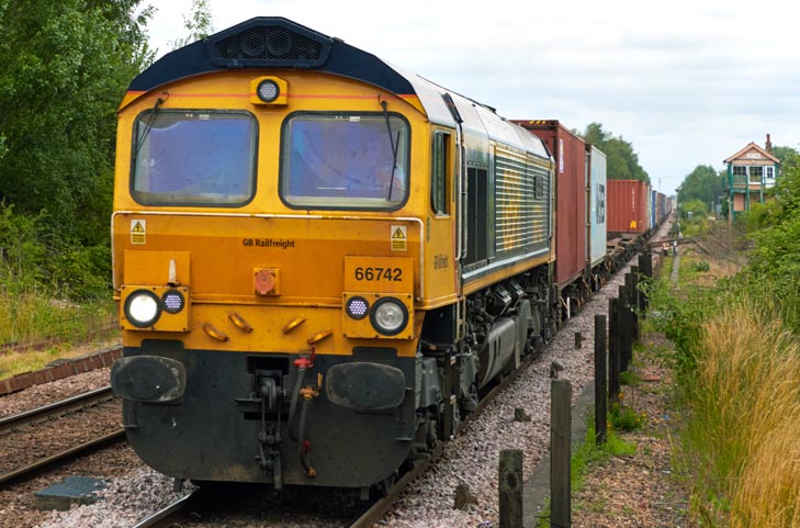 GBRf class 66742 at Whittlesea station on 15th July 2021 