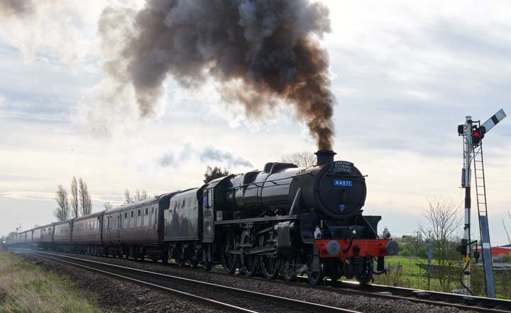 The Worcester Steam Express starting out of the station at Whittlesea station 