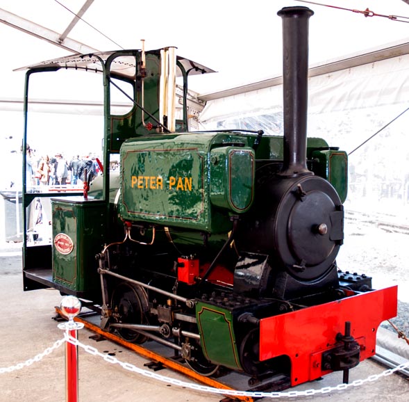 Narrow Gauge Peter Pan on display in a tent