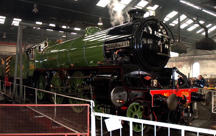LNER B1 1306 Mayflower in the Barrow Hill round house  LNER B1 1306 Mayflower in the Barrow Hill round house