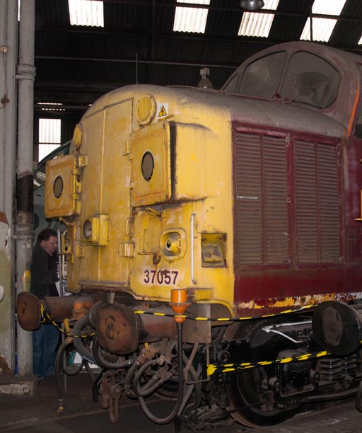 Class 37057 in the round house at Barrow Hill 