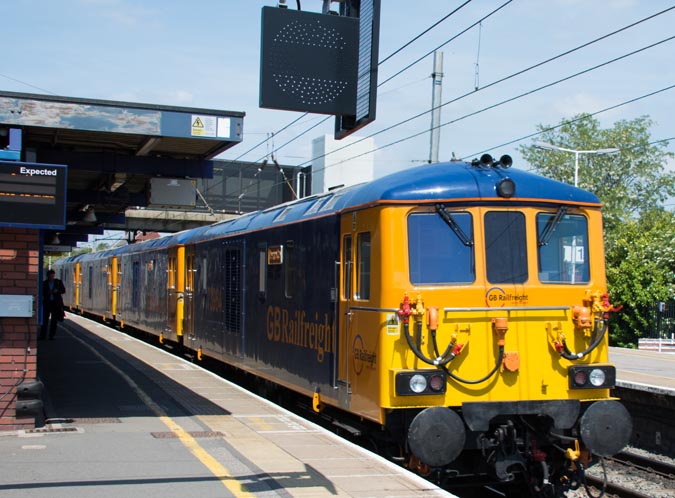 four GBRf class 73s head for Wellingborough at Bedford station 