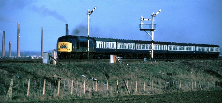 South of Bedford at Mill Brook a class 45 on the up fast line