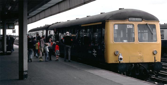 DMU to Peterborough in platform 4 at Cambridge