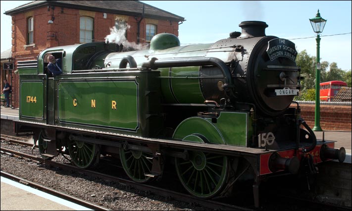 Great Northern Railway N2 no.1744 at North Weald station on The Epping and Ongar Railway on the 30th June 2013