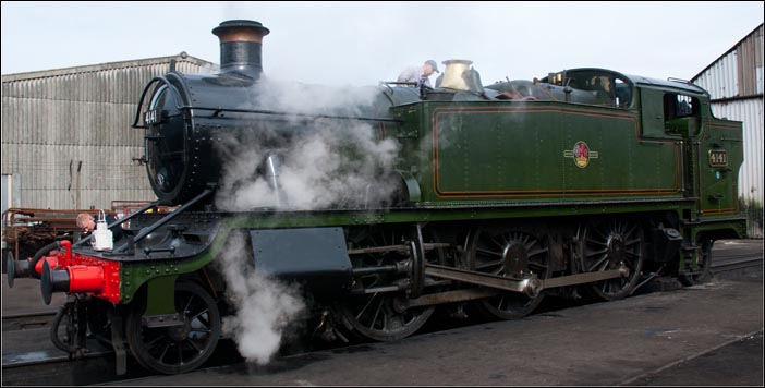 GWR 5101 Class 2-6-2T Locomotive number 4141 on shed at the GCR  