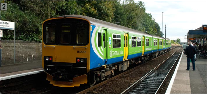 Central Trains class 150001 in Kidderminster mainline station