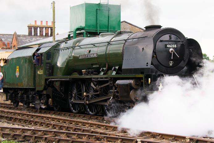 LMS 4-6-2 Duchess of Surtherland at Dereham station LMS 4-6-2 Duchess of Surtherland at Dereham station