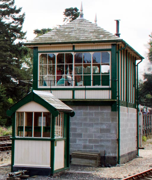 Holt signal box from the end showing the small Midland and Great Northern Joint Railway Hut from Hellesdon 