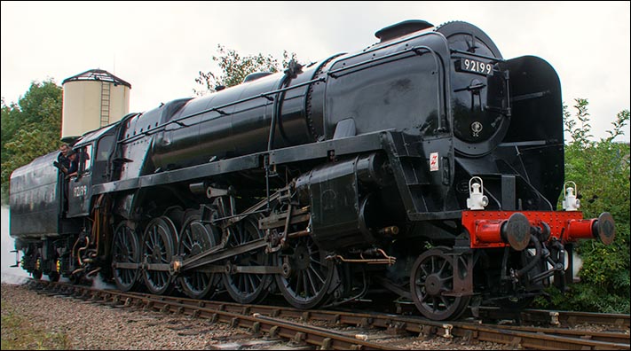 British Railways 9F 2-10-0 92199 at the Peterborough Nene Valley railway station  British Railways 9F 2-10-0 92199 at the Peterborough Nene Valley railway station