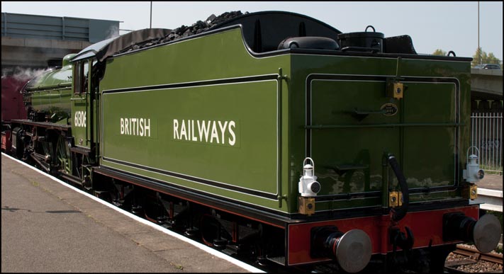 View of the tender  of 61036 Mayflower with British Railways in full on the tender 