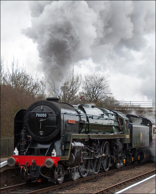 Britannia no. 70000 at Orton Mere in Febuary 2013. Britannia no. 70000 at Orton Mere in Febuary 2013.