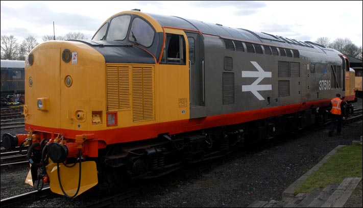  Class 37518 in the yard at Wansford station in March 2009 .