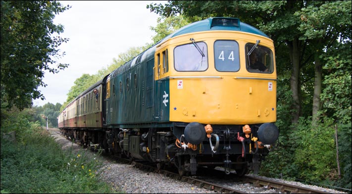 Class 33035 coming into Orton Mere Nene Valley Railway station  Class 33035 coming into Orton Mere