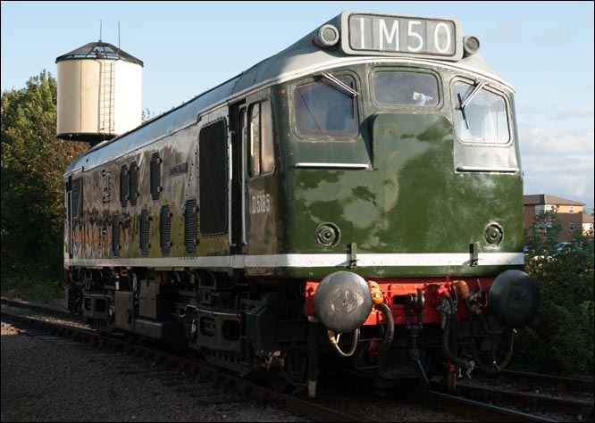 D5185 in the early British Railways green with no yellow on the ends and the headcode panel
