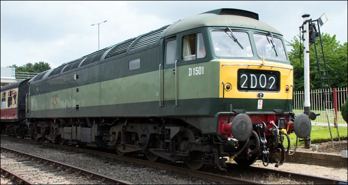 Class 47 in two tonegreen as D1501 in Orton Mere station  Class 47 in two tonegreen as D1501 in Orton Mere station
