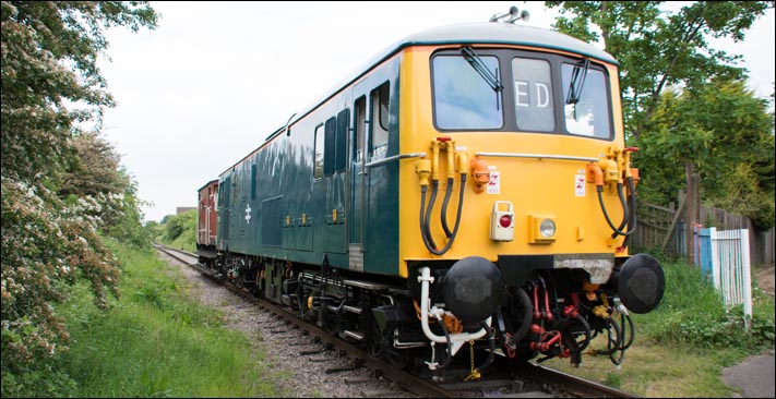 Class 73 001 returning to Orton Mere along the Fletton Branch 