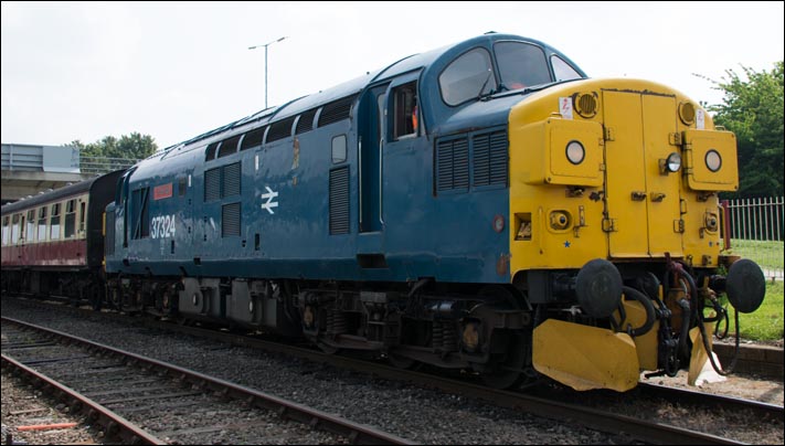 Class 37324 Clydebridge at Orton Mere railway station on the 16th of May 2014