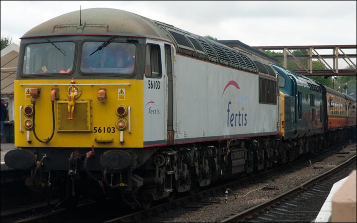 Class 56103 in Wansford station with class 37109 in May 2013 Class 56103 in Wansford station with class 37109 in May 2013