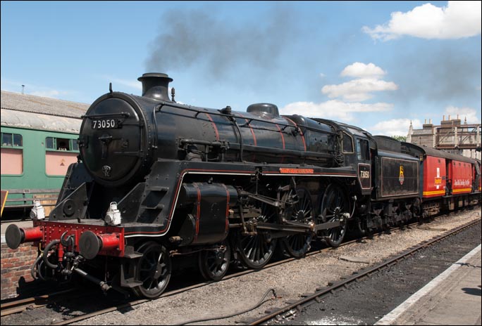 British Railways Standard Class 5 no. 73050 City of Peterborough on the TPO set in 2010 