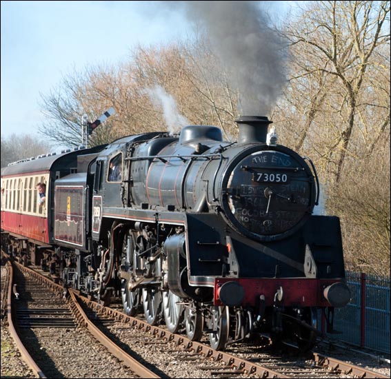 British Railway standard Class 5 73050 into Orton Mere  British Railway standard Class 5 73050 into Orton Mere