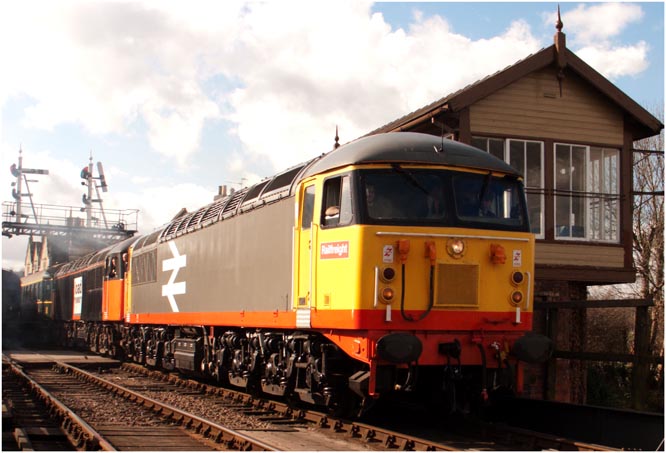 Class 56098 and 56003 leave Wansford on the Nene Valley railway on the 3rd March 2007