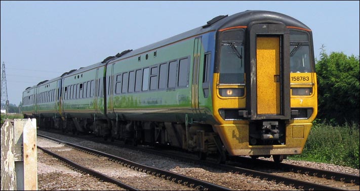 Central Trains class 158783  in 2006 between Turves and March 