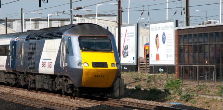 East Coast HST 43299 on the up fast on the 29th of March 2012 