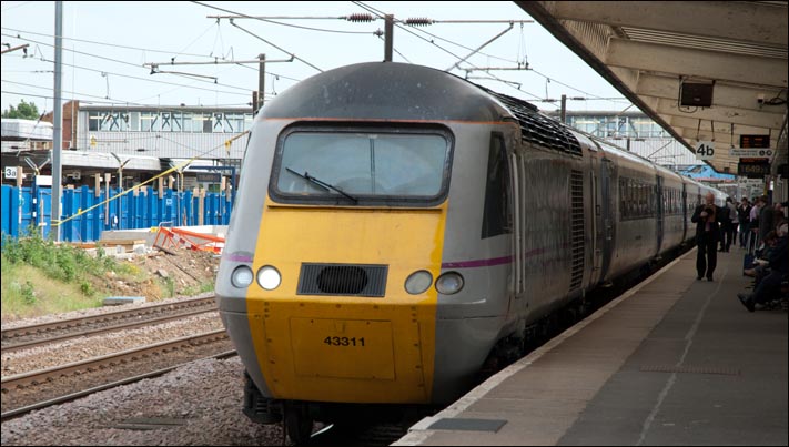 East Coast HST 43311 into platform 4 at Peterborough