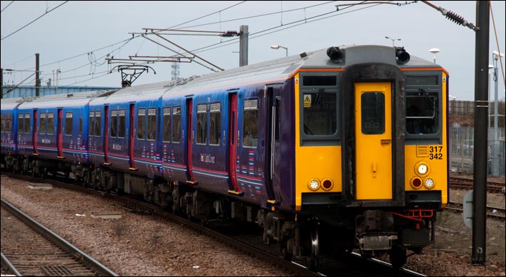 First Capital Connect class 317 342 coming into platform 2 on the 28th of Febuary 2009