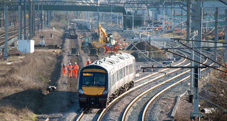 Cross Country class 170 on the new up Stamford line on the 10th of January 2020 
