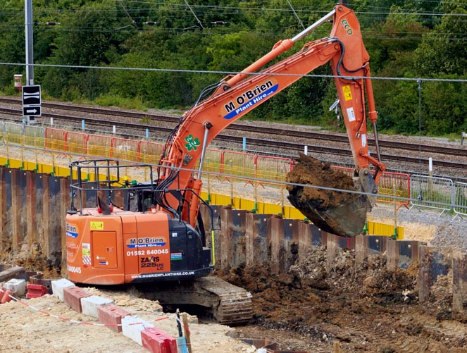 Digging out  the track bed that will become the dive under 13th July 2020