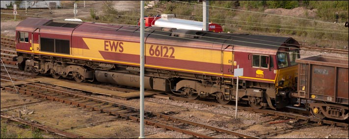 Class 66122 in Westwood Yard on the 17th of May 2010