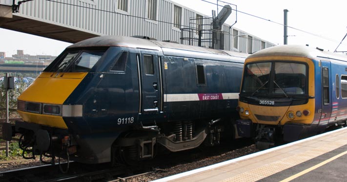 East Coast class 91118 and First Capital Connect 365528 