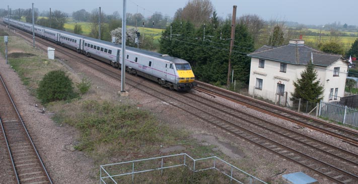 The site of a level crossing on Hurn Road between Marholm and Werrington April 2014