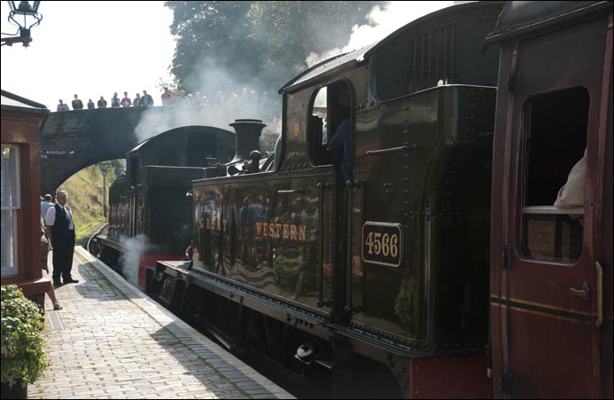 GWR 2-6-2T no. 5542  and 4566 in Arley station in 2008 
