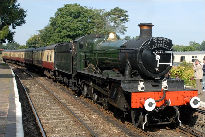 7802 Bradley Manor at the Severn Valley Railway at Arley station in 2008.