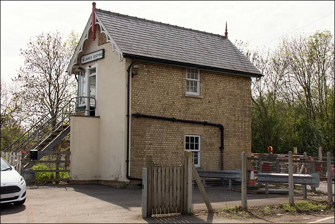 St James Deeping signal box in 2014 from the rear.