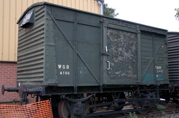 Covered van at Didcot with the number WGB 4166 