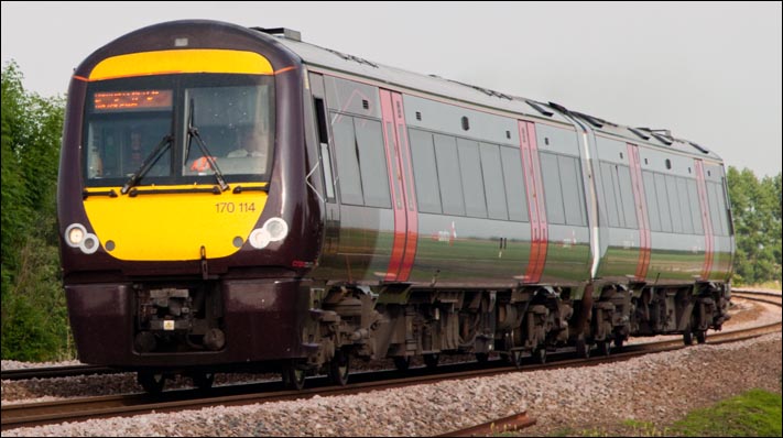 Cross Country class 170 114 at Whittlesea in 2010 