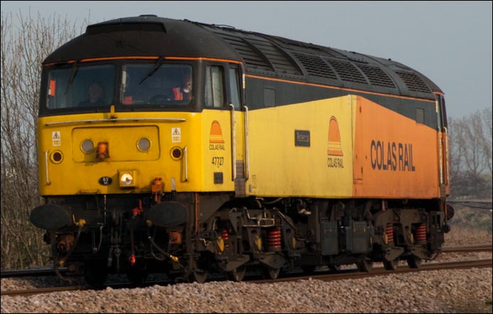 Colas Rail class 47727 Rebecca light engine at Whittlesea 