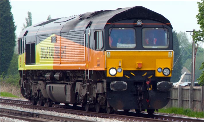 Colas Rail Freight Class 66849 Wylam Dilly light engine at Whittlesea on the 20th of May 2013