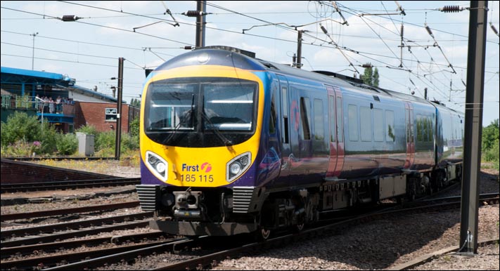 First TransPennine Class 185 115 comes into York station 