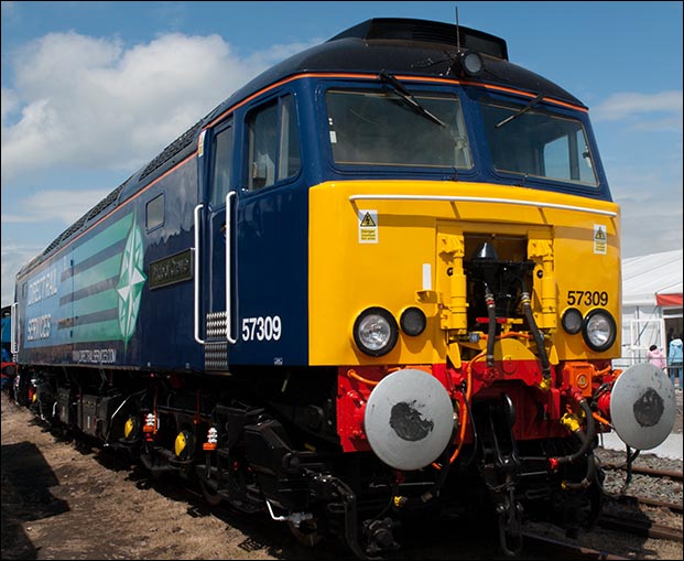 DRS Class 57309 Pride of Crewe was at the Railfest 2012 Exhibition DRS Class 57309 Pride of Crewe was at the Railfest 2012 Exhibition